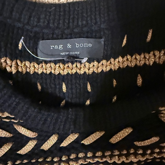 rag & bone Black and Tan Patterned Crewneck Sweater - Picture 2 of 2